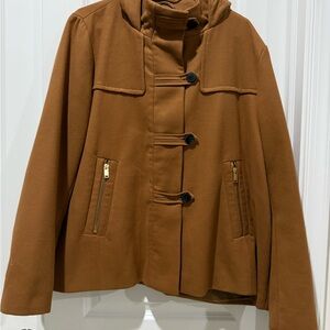Zara Tan Pea Coat with Toggle Closure